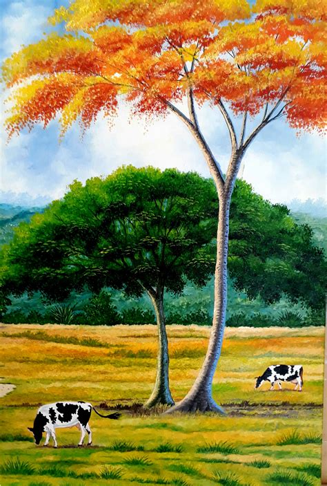 Paisagem Pintura Em Tela