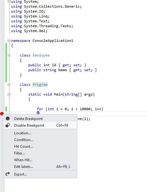 Setting Breakpoints In Visual Studio