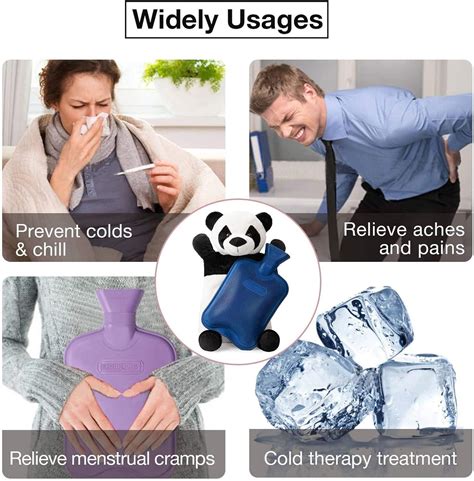 HomeTop Premium Adorable Rubber Hot Or Cold Water Bottle With Cute Stuffed Panda Cover 2 Liters