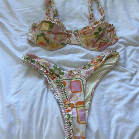 Black Bough Bikini Both Top And Bottom Size Depop