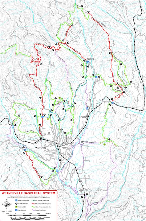 Weaverville Basin Trail System Map - Weaverville CA US • mappery