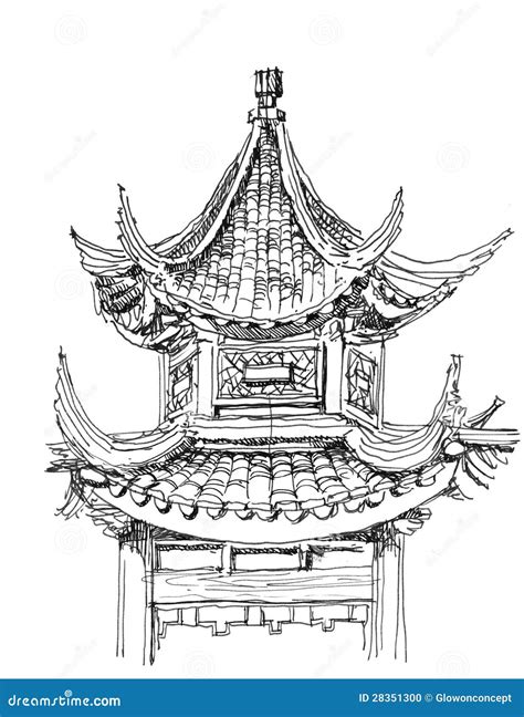 Chinese Temple Drawing Stock Illustration Illustration Of Artistic