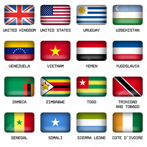 Conjunto De Banderas Rectangulares De Los Estados Superiores Del Mundo