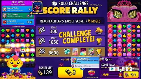 Solo Challenge Score Rally 6 Move Column Mania Rainbow 8600Score Blow