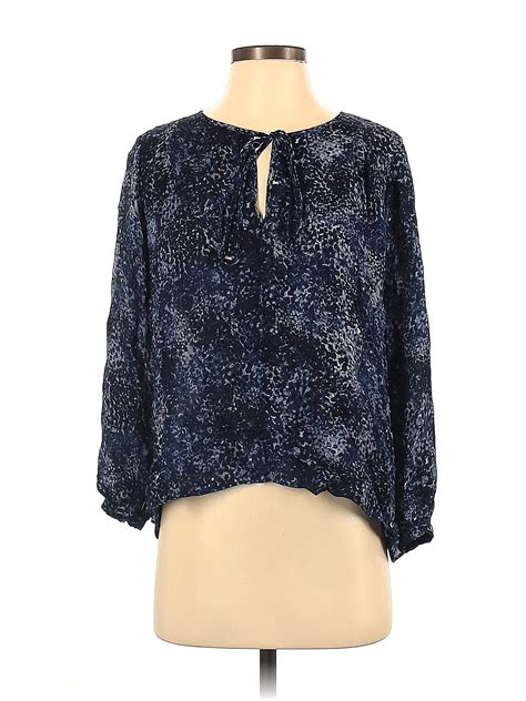 Parker 100 Silk Blue Long Sleeve Silk Top Size S 83 Off Thredup