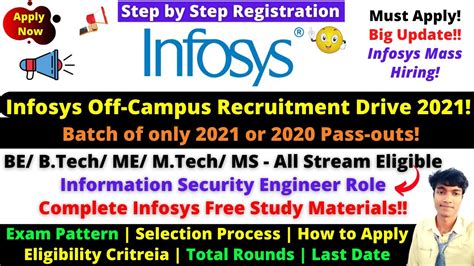 🔴infosys Mega Off Campus Recruitment Drive 2021 And 2020 Batch Information Security Engineer