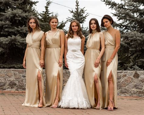 Champagne Bridesmaid Dress Multiway Dress Satin Bridesmaid Dress Infinity Dress Beige Nude