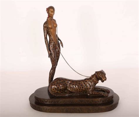 Sold At Auction Erte Bronze Sculpture Of Nude Woman W Leopard