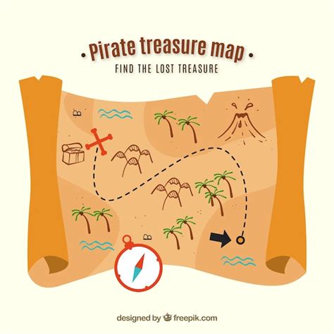 Pergamino Con Mapa Del Tesoro Pirata Vector Premium