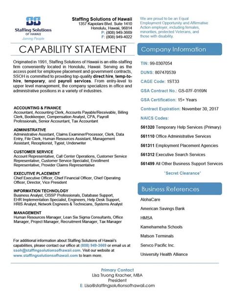 39 Effective Capability Statement Templates Examples ᐅ With Regard