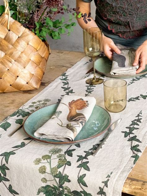 Woodland Birds Linen Napkins Set Of 6 100 Linen LINOROOM