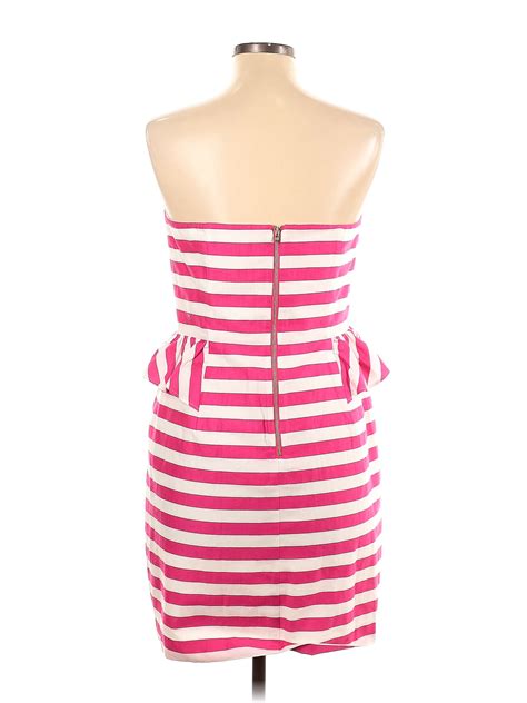 Lilly Pulitzer 100 Cotton Stripes Multi Color Pink Casual Dress Size