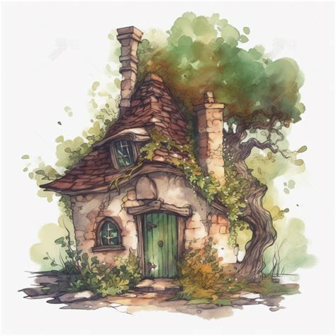 Premium AI Image | A hand drawn illustration of a fairytale house.