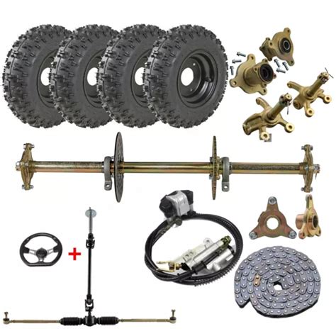 Mm Go Kart Rear Axle Kit Wheels Tyre Front Steering Assembly