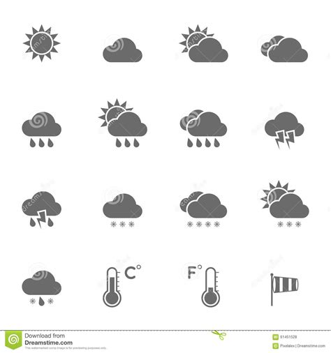 Weather Icons Set Stock Vector Illustration Of Forecast 61451528