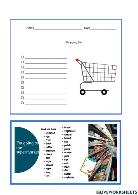 Composition Shopping List Worksheet Live Worksheets