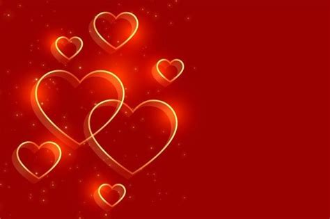 Hearts On A Red Background With Sparkles