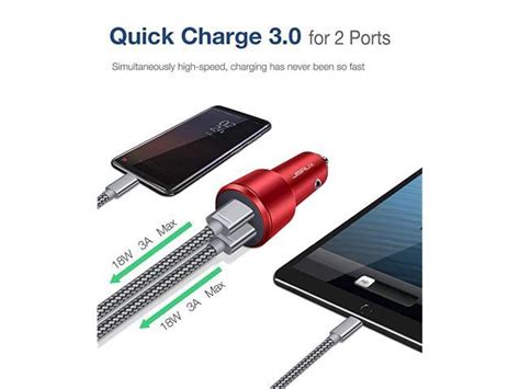 Car Charger Quick Charge 30 3a Dual Usb Ports 36w Fast Car Adapter Metal Compatible With Samsung