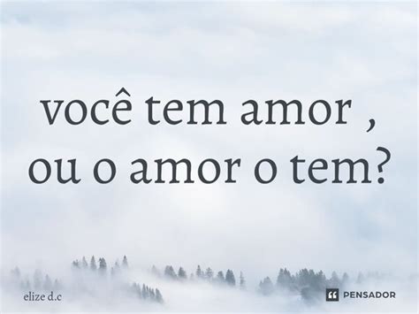 ⁠você Tem Amor Ou O Amor O Tem Elize D C Pensador