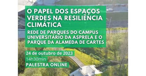 Palestra Online O Papel Dos Espa Os Verdes Na Resili Ncia Clim Tica A