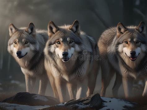 Illustration Of A Pack Of Wolves 2 Stock Illustration Illustration Of