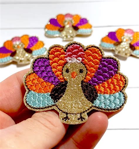 Turkey Feltie Glitter Turkey Girl Feltie Embellishment Thanksgiving