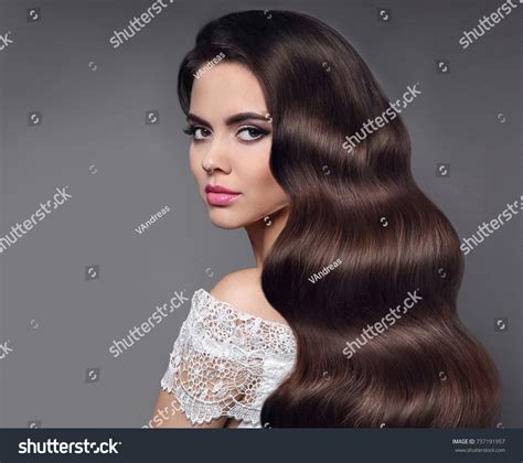 Brunette Girl Long Shiny Wavy Hair Stock Photo Shutterstock