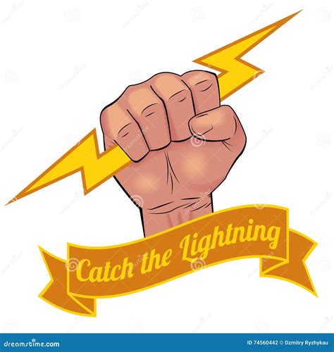 Realistic Hand Holding Lightning Bolt Stock Photography Cartoondealer