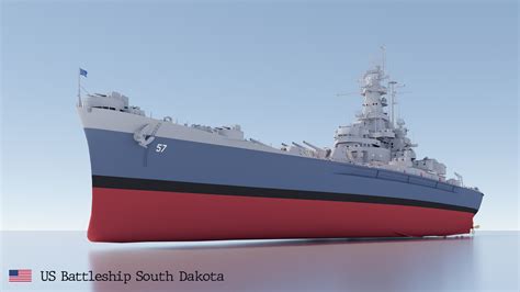 3D Uss South Dakota Battleship Model - TurboSquid 1357443