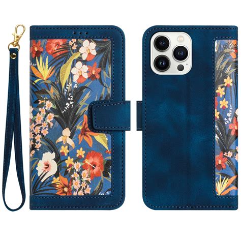 Allytech iPhone 13 Pro Max Wallet Case, Chic Flower Pattern PU Leather
