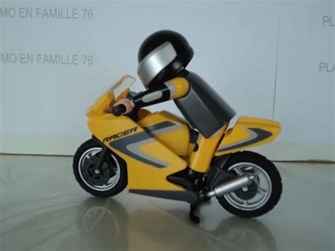 PLAYMOBIL MOTO SPORTIVE Jaune Avec Motard Et Casque Set 5116 De 2011 1