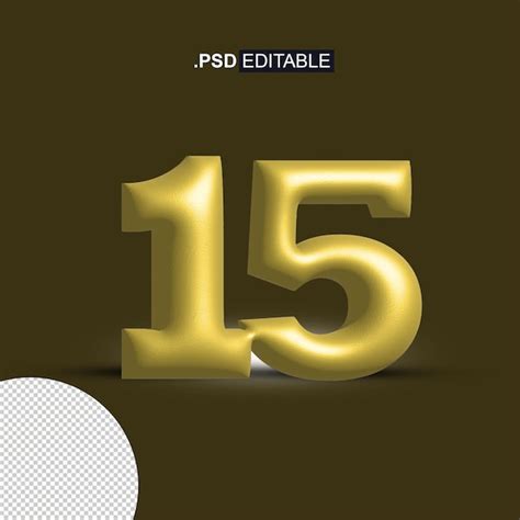 Premium PSD | A photo of a golden number 15 with the text in the middle.