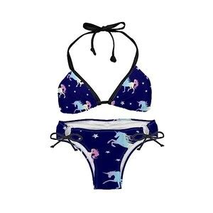 Suojapuku Bikini Da Donna Costume Da Bagno A Due Pezzi Sfondo Viola Unicorno Arcobaleno Insiemi