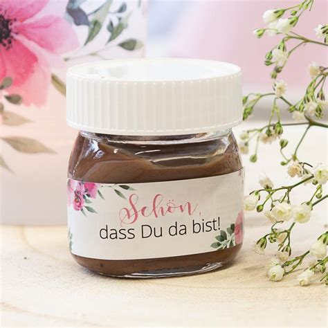 Gastgeschenk Mini Nutella Glas Aufkleber Bohemian Summer