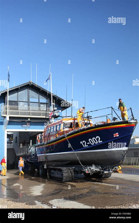 Crew Cleaning Their Rescue Boat At Hastings Lifeboat Station Which Was