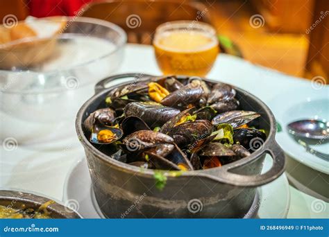 Traditional Belgian Steamed Mussels Belgium Stock Image Image Of