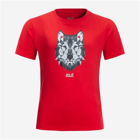 Футболка Jack Wolfskin Brand wolf T K 1609421-2015 152 см Красная ...