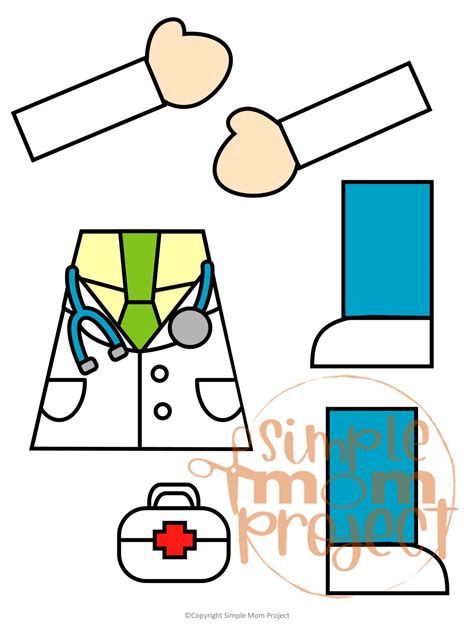 Doctor Paper Bag Puppet Craft Template - Simple Mom Project Store