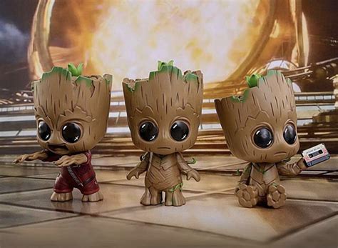 Marvel Hot Toys Guardians Of The Galaxy Vol Cosbaby Baby Groot Pack Boxset Standing Sitting
