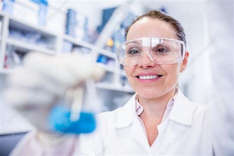 Lab Assistant Using Pipette Stock Image F020 3305 Science Photo