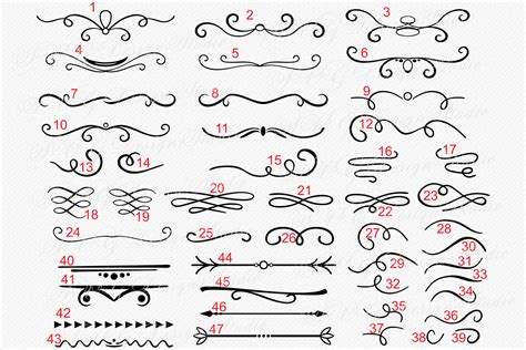 47 Text Dividers Vector Borders SVG Swirls Svg 197925 Cut Files