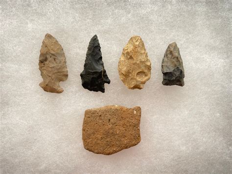 Authentic North Carolina Native American Arrowheads Lot Of 4 With 1