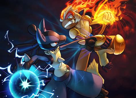 Lucario Vs Infernape Epic Battle HD Wallpaper By Tori Otoko