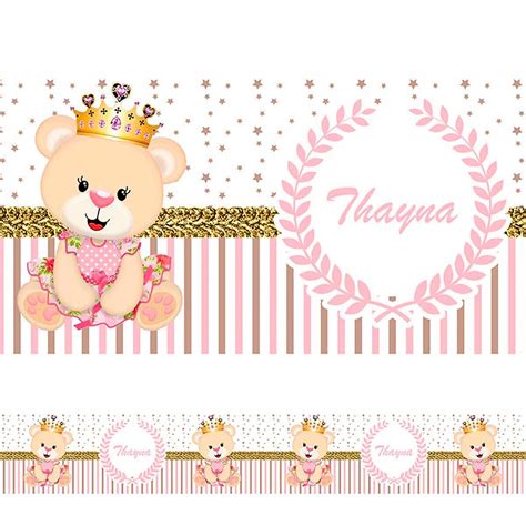 Adesivo De Parede Faixa Infantil Ursa Princesinha Nude