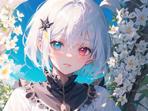 Girl Heterochromia Eyes Anime Flowers Hd Wallpaper Peakpx The Best