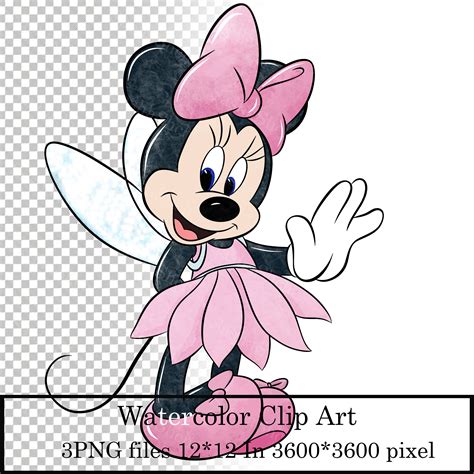 Minnie Mouse PNG, Minnie Mouse Fairy Clipart, Minnie Mouse Watercolor ...