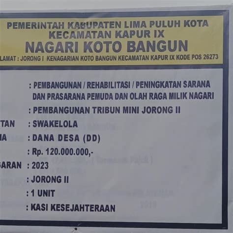 Launching Kegiatan Dana Desa Jorong Ii Nagari Koto Bangun