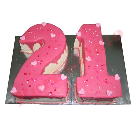 Numeral Cake 21 Pink Choc drip pink piping+hearts+Sprinkles - Pure ...