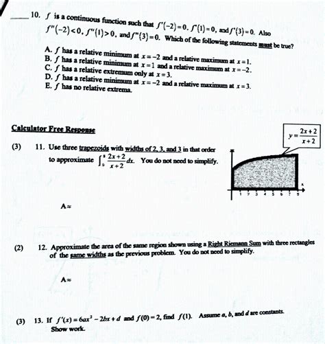 Solved 10 F Is A Continuous Function Such That Chegg