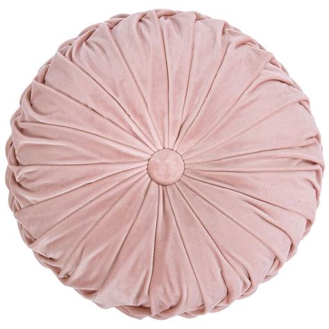 Holan Blush Pink Pleated Velvet Round Throw Pillow 16 Pink Throw